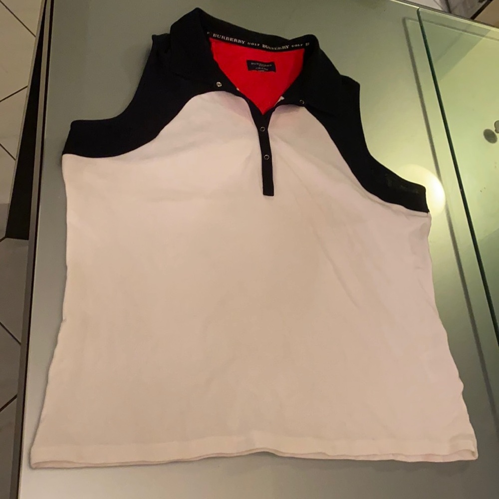 BURBERRY Ladies size L sleeves collar golf sports top -like new